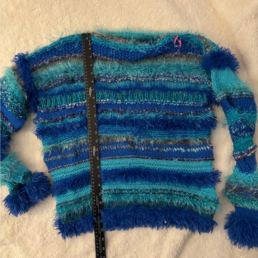 Comfortable and soft Blue Striped Women's Sweater stretchy and soft medium